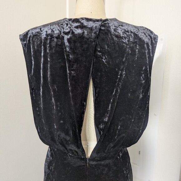 BCBGMAXAZRIA Black Crushed Velvet Evening Long Gown Size S - Picture 7 of 10